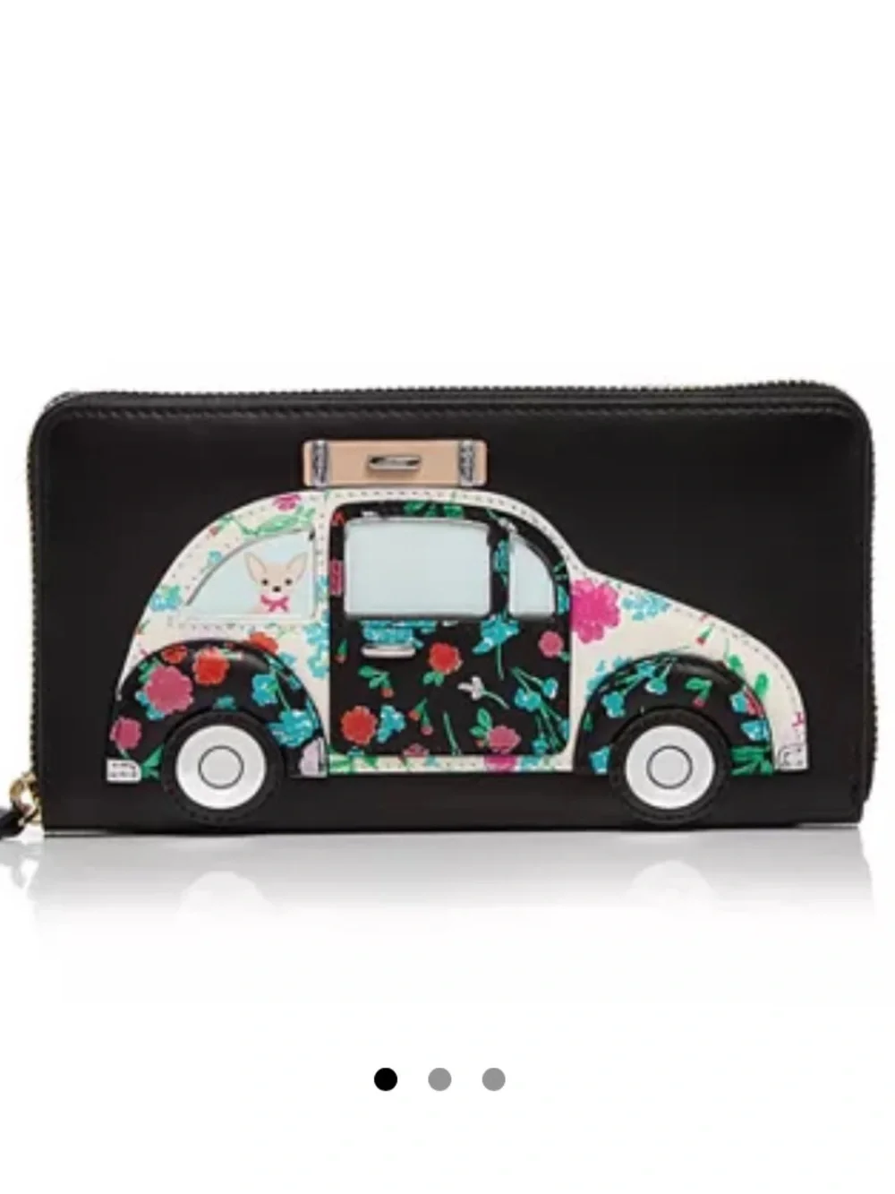 Kate Spade New York Scenic Route Car Appliqué black Leather Wallet like new